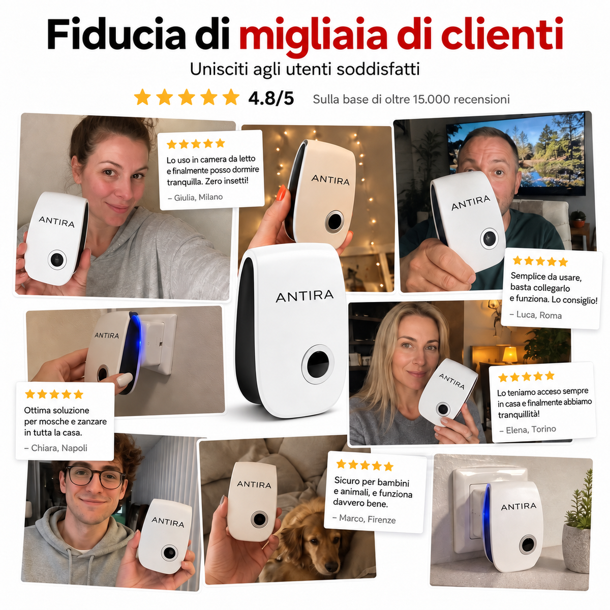 Antira HomeGuard – Repellente a ultrasuoni per infestanti