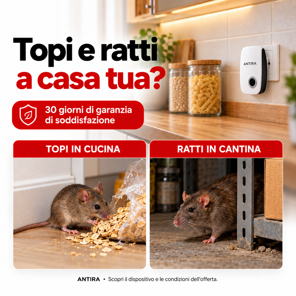 Antira HomeGuard – Repellente a ultrasuoni per topi e ratti